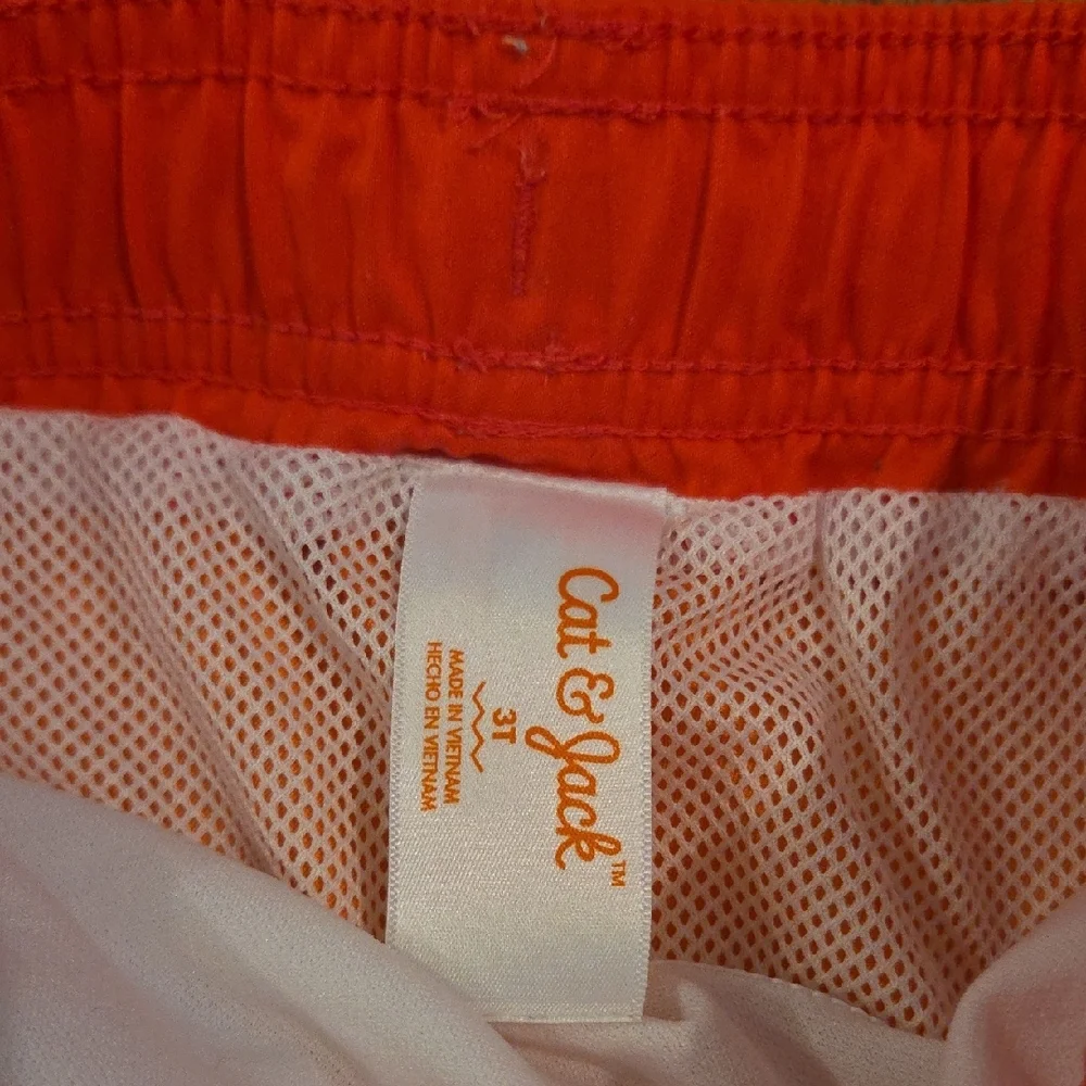 Cat & Jack - Vibrant Orange Swim Trunks with Red Accent- Toddler Size 3T